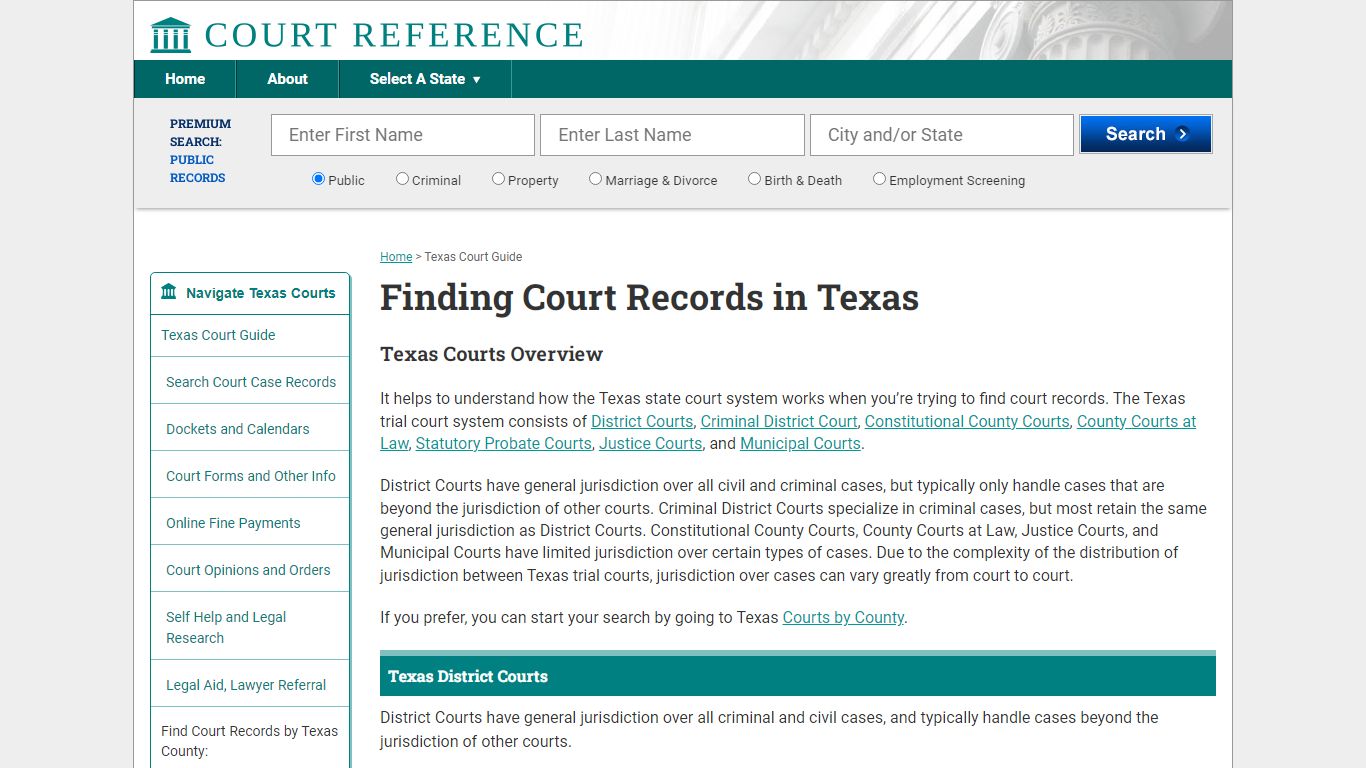 How to Find Texas Court Records | CourtReference.com